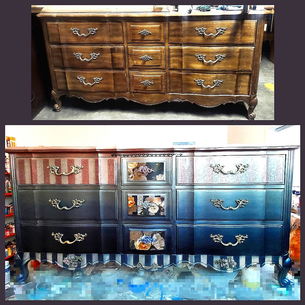 ANTIQUE THOMASVILLE FRENCH PROVENCIAL 9 drawer dresser